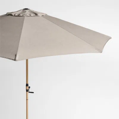 Crate & Barrel 10' Round Sunbrella® Cast Ash Brown Outdoor Patio Umbrella With Faux Wood Metal Frame In Neutral