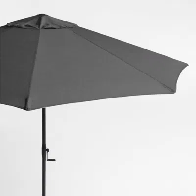 Crate & Barrel 10' Round Sunbrella® Cast Charcoal Grey Outdoor Patio Umbrella With Black Metal Frame In Gray