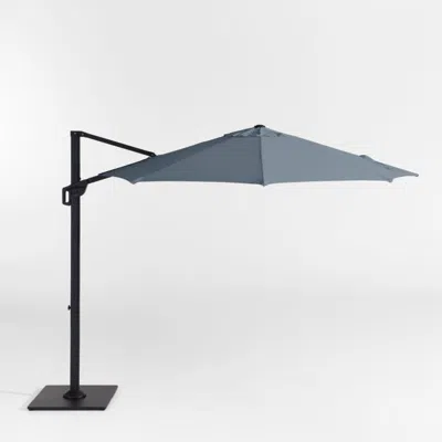 Crate & Barrel 10' Round Sunbrella® Cast Harbor Cantilever Outdoor Patio Umbrella With Black Metal Frame In Blue