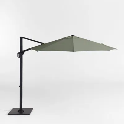 Crate & Barrel 10' Round Sunbrella® Cast Sage Cantilever Outdoor Patio Umbrella With Black Metal Frame In Green
