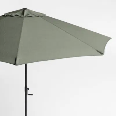 Crate & Barrel 10' Round Sunbrella® Cast Sage Outdoor Patio Umbrella With Black Metal Frame In Green