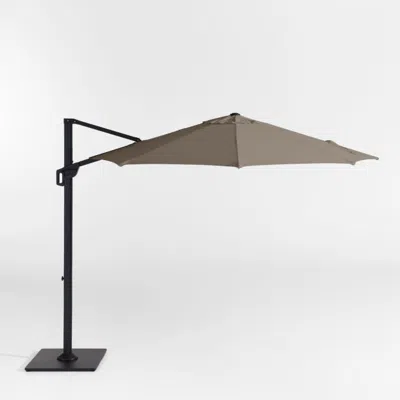Crate & Barrel 10' Round Sunbrella® Cast Shale Cantilever Outdoor Patio Umbrella With Black Metal Frame