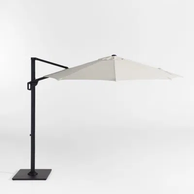 Crate & Barrel 10' Round Sunbrella® Cast Silver Cantilever Outdoor Patio Umbrella With Black Metal Frame