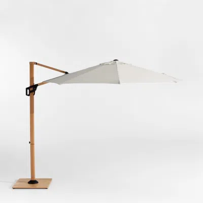 Crate & Barrel 10' Round Sunbrella® Cast Silver Cantilever Outdoor Patio Umbrella With Faux Wood Metal Frame In Gray