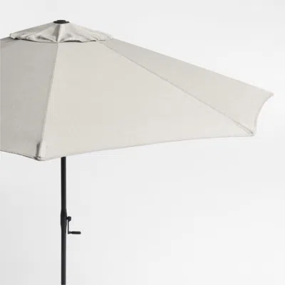 Crate & Barrel 10' Round Sunbrella® Cast Silver Outdoor Patio Umbrella With Black Metal Frame In Neutral