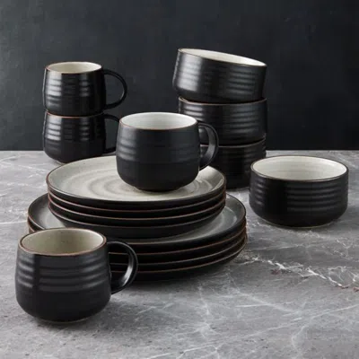 Crate & Barrel 18th Street 16-piece Dinnerware Set With Cereal Bowl In Black