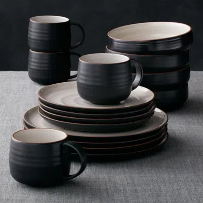 Crate & Barrel 18th Street 16-piece Dinnerware Set With Low Bowl In Black