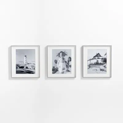 Crate & Barrel 3-piece Brushed Silver 11x14 Gallery Wall Frame Set In White
