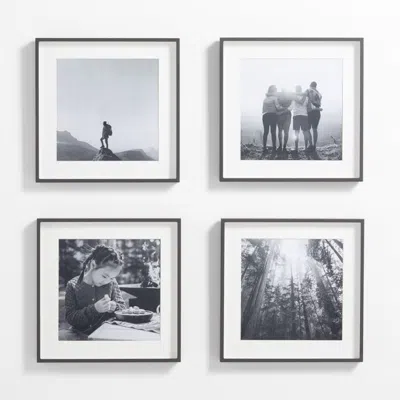 Crate & Barrel 4-piece Brushed Black 11x11 Gallery Wall Frame Set