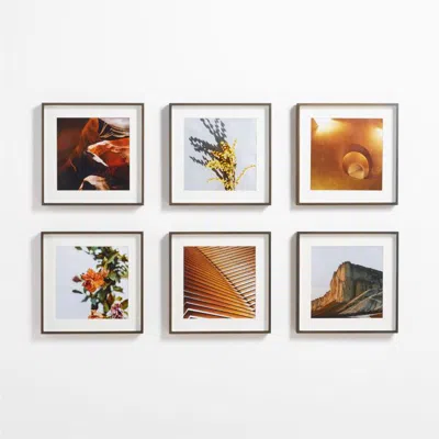 Crate & Barrel 6-piece Brushed Antique Bronze 11x11 Gallery Wall Frame Set In Brown