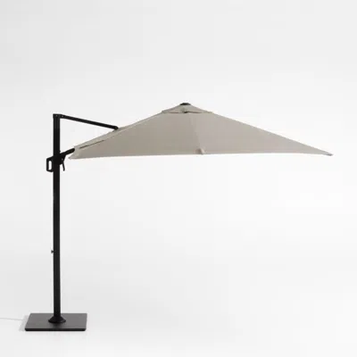 Crate & Barrel 9' Square Sunbrella® Cast Ash Brown Cantilever Outdoor Patio Umbrella With Black Metal Frame In Neutral