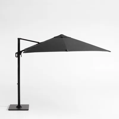 Crate & Barrel 9' Square Sunbrella® Cast Charcoal Grey Cantilever Outdoor Patio Umbrella With Black Metal Frame