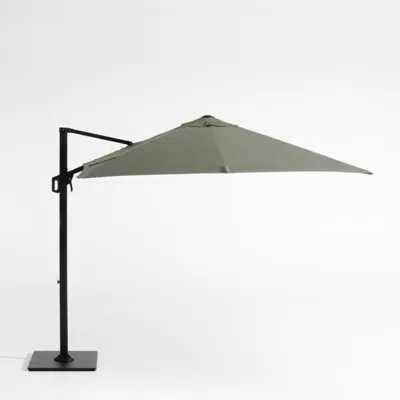 Crate & Barrel 9' Square Sunbrella® Cast Sage Cantilever Outdoor Patio Umbrella With Black Metal Frame In Green