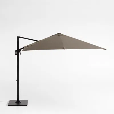 Crate & Barrel 9' Square Sunbrella® Cast Shale Cantilever Outdoor Patio Umbrella With Black Metal Frame In Gray