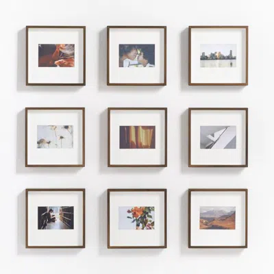 Crate & Barrel 9-piece Brushed Antique Bronze 4x6 Gallery Wall Frame Set In Brown