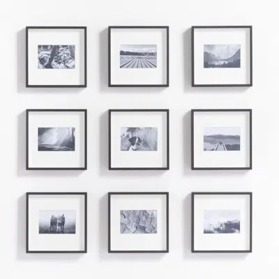 Crate & Barrel 9-piece Brushed Black 4x6 Gallery Wall Frame Set