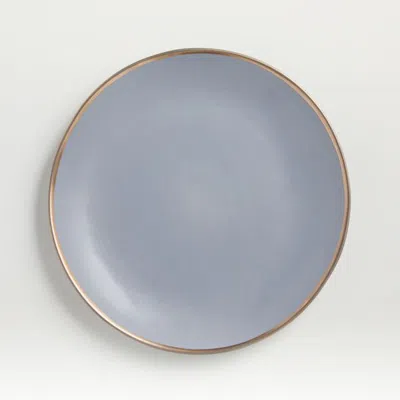 Crate & Barrel Addison Grey Gold Rim Dinner Plate In Blue