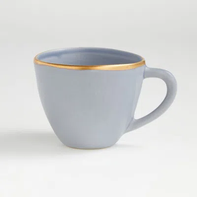 Crate & Barrel Addison Grey Gold Rim Mug In Blue