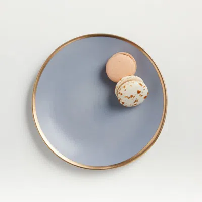 Crate & Barrel Addison Grey Gold Rim Salad Plate In Blue