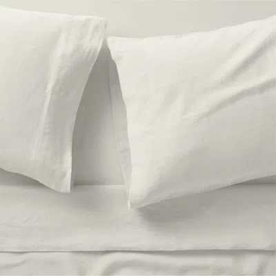 Crate & Barrel Aire Natural European Flax ™-certified Linen Grey Warm White King Bed Sheet Set