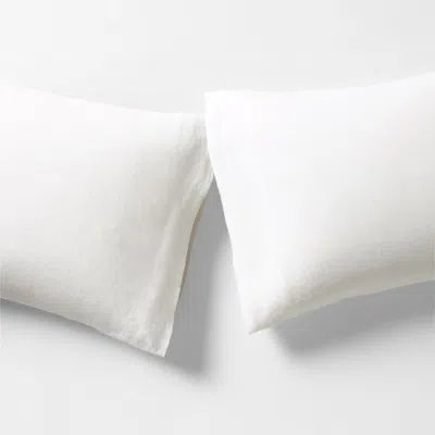 Crate & Barrel Aire Natural European Linen Crisp White Standard Pillowcases, Set Of 2