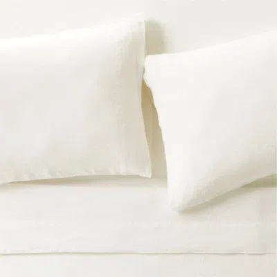 Crate & Barrel Aire Natural European Linen Pampas Ivory Full Bed Sheet Set In White