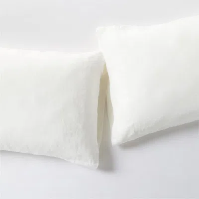 Crate & Barrel Aire Natural European Linen Pampas Ivory Standard Pillowcases, Set Of 2 In White