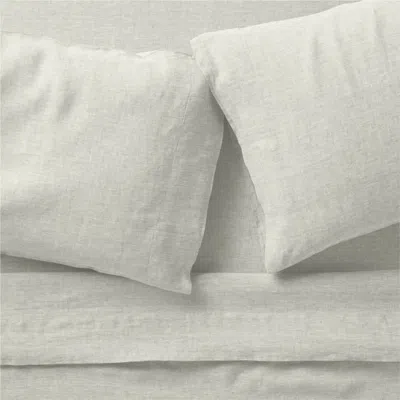 Crate & Barrel Aire Natural European Linen Warm Natural King Bed Sheet Set In White
