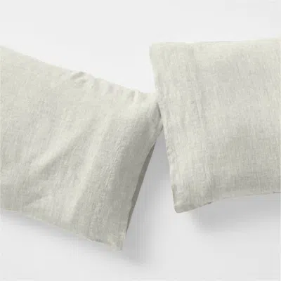 Crate & Barrel Aire Natural European Linen Warm Natural Standard Pillowcases, Set Of 2 In Gray