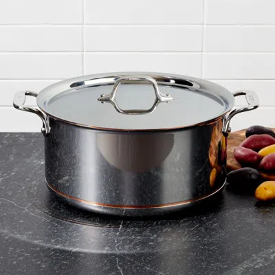 Crate & Barrel All-clad ® Copper Core 8 Qt. Stockpot With Lid In Silver