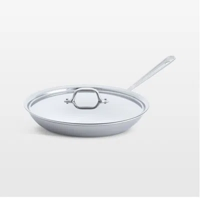 Crate & Barrel All-clad ® D3 Stainless 12" Fry Pan With Lid In Silver