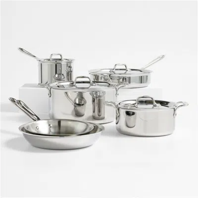 Crate & Barrel All-clad ® D3 Stainless Steel 10-piece Cookware Set In Silver