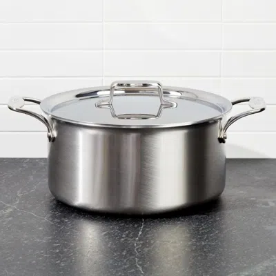 Crate & Barrel All-clad ® D5 Brushed Stainless 8-qt. Stockpot With Lid In Silver