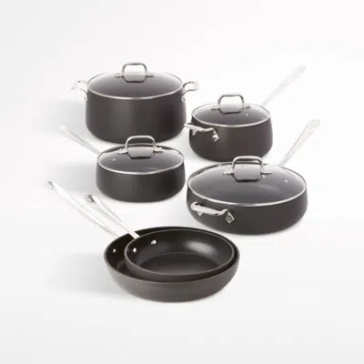 Crate & Barrel All-clad ® Ha1 Hard-anodized Nonstick 10-piece Cookware Set In Black