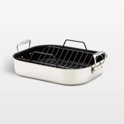 Crate & Barrel All-clad ® Large 16" Nonstick Roasting Pan With Rack In Neutral