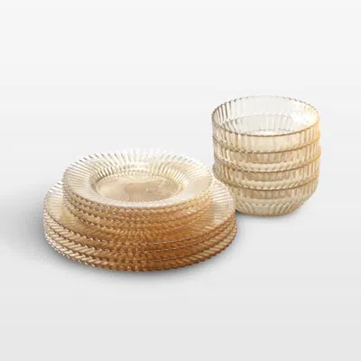 Crate & Barrel Archie Ginger Gold Glass 12-piece Dinnerware Set