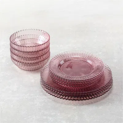 Crate & Barrel Archie Pink Glass 12-piece Place Setting