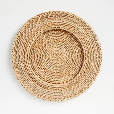 Crate & Barrel Artesia Natural Rattan Charger Plate In Brown