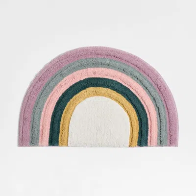 Crate & Barrel Asha Rainbow 100% Organic Cotton Kids Bath Mat In Pink