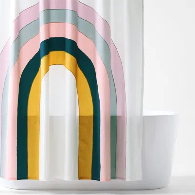 Crate & Barrel Asha Rainbow 100% Organic Cotton Kids Shower Curtain In Multi