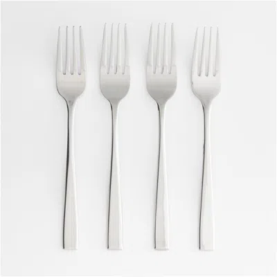 Crate & Barrel Aspen Mirror Salad Forks, Set Of 4 In Silver