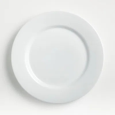 Crate & Barrel Aspen Rimmed Porcelain Dinner Plate In White