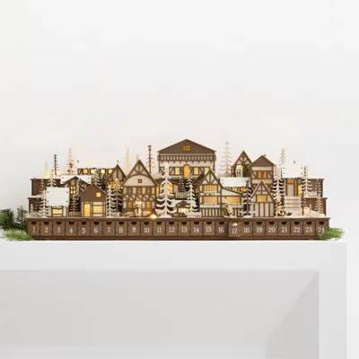Crate & Barrel Aspen Village Holiday Advent Calendar In Brown