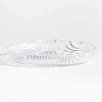 Crate & Barrel Atwell Glass Chip And Dip With Mini Bowl In Gray