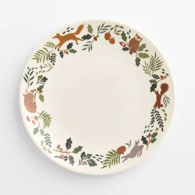 Crate & Barrel Autumn Melamine Kids Dinner Plate In White