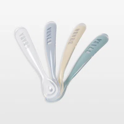 Crate & Barrel Beaba Pebble Set Of 4 First Foods Silicone Baby Spoons In White