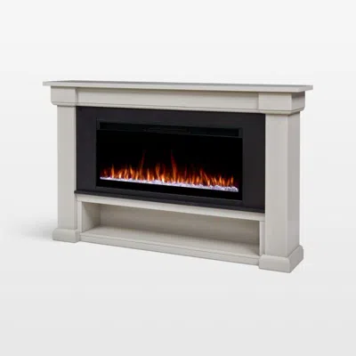 Crate & Barrel Belhaven Light Wood With Landscape Smart Electric Fireplace 66" In Gray