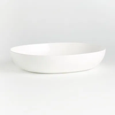 Crate & Barrel Bennett White 14" X12" Oval Bone China Serving Bowl