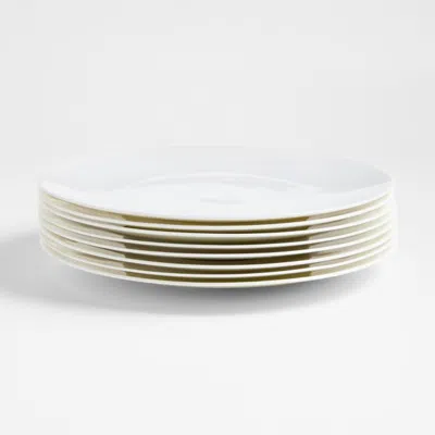 Crate & Barrel Bennett White Bone China Dinner Plates, Set Of 8