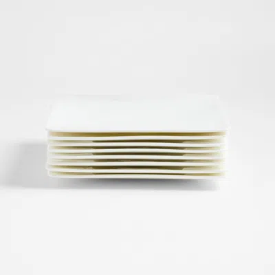 Crate & Barrel Bennett White Bone China Square Salad Plates, Set Of 8